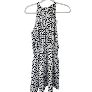 Silk & Salt Women Black White Polka Dot Halter Dress Mini Medium New Tags